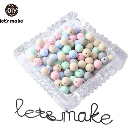 Lets Make Baby Silicone Beads 12mm100pc 5Color Series Baby Shower Gift BPA Free Silicone Teether DIY Making Beads Nursing Charm