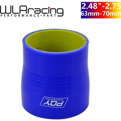 WLR RACING -BLUE & Yellow 2.48"-2.75" 63mm-70mm SILICONE HOSE STRAIGHT REDUCER JOINER COUPLING WITH PQY LOGO WLR-SH250275-QY