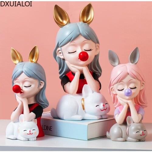 DXUIALOI Nordic Light Luxury Girl Decoration Resin Crafts Housewarming Gift Creative Home Living Room Entrance Decoration