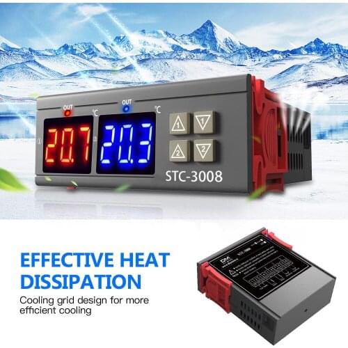 STC-3008 Dual Digital Temperature Controller Two Relay Output 12V 24V 220V Thermoregulator Thermostat With Heater Cooler