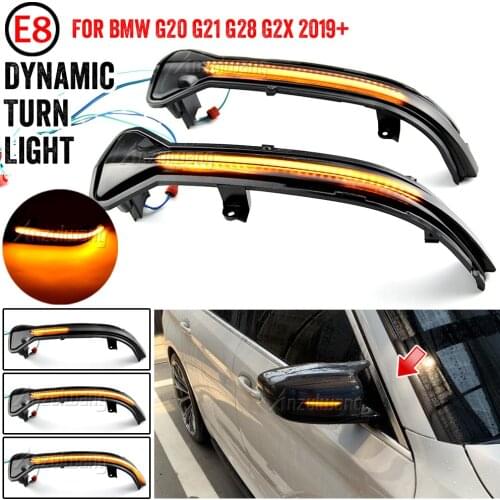 2pcs LED Dynamic Blinker Sequential Indicator Turn Signal Light Side Rear View Mirror Lamp for BMW 3er G20 G21 G28 G2x 2019 2020