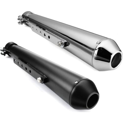 Universal Motorcycle Cafe Racer Exhaust Mufflers Silencer Pipe with Sliding Bracket Matte Black Silver Universal