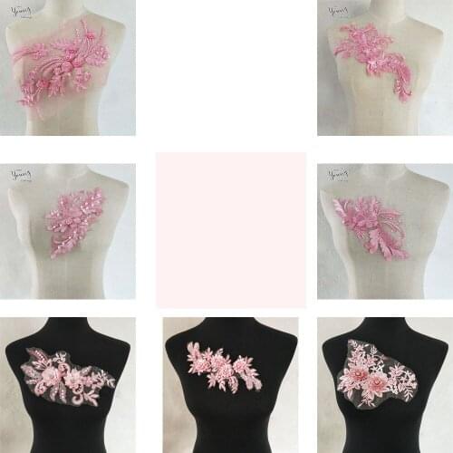 High Quality Embroidery Applique Lace Neckline DIY Fabric Sewing ABS Pearl Lace Collar Decorative Wedding Dress Accessories