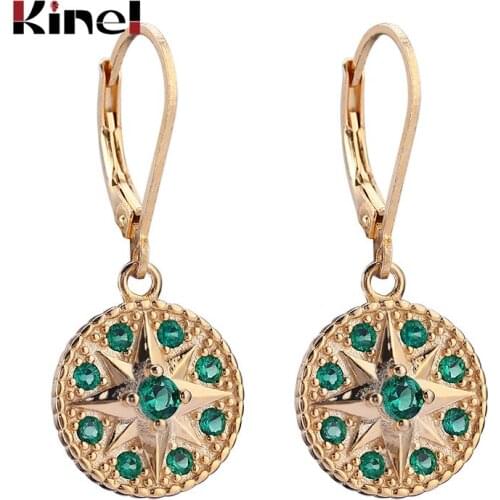 Kinel 925 Sterling Silver Compass Round Cute CZ Zircon Stone Earrings for Women Fashion Jewelry 2020 New Korean Earrings