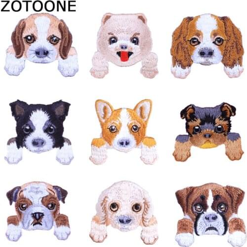 ZOTOONE Dog Patches Diy Stickers Cute Patch Iron on Clothes Heat Transfer Applique Embroidered Applications Cloth Fabric G