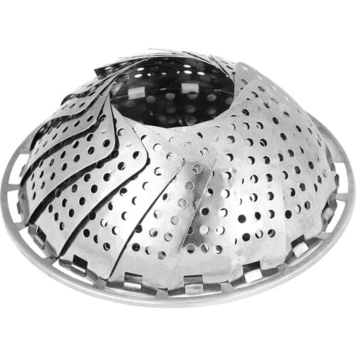 1PCS Stainless Folding Mesh Food Vegetable Egg Dish Basket Cooker Steamer Strainer Basket Cooker Bowl Expandable Kitchen Tool