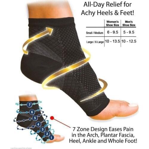1 Pcs Men Womens Ankle Compression FOOT ANGEL Sleeve Arch Heel Pain Relief Support Drop Shiping