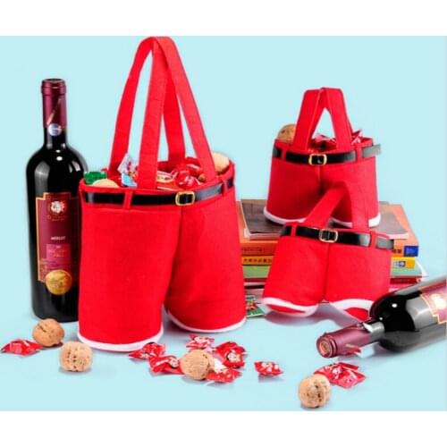 10 PCS L Size Christmas Gift Bag Santa Claus Xmas Tree New Year Present Christmas Candy Wine Bags Gifts for The New Year