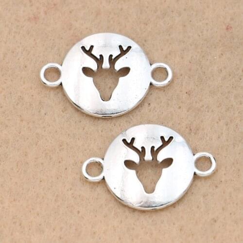 10pcs Tibetan Silver Plated Christmas Deer Connector for Jewelry Making Bracelet Necklace Handmade Jewelry Accessories DIY 16mm