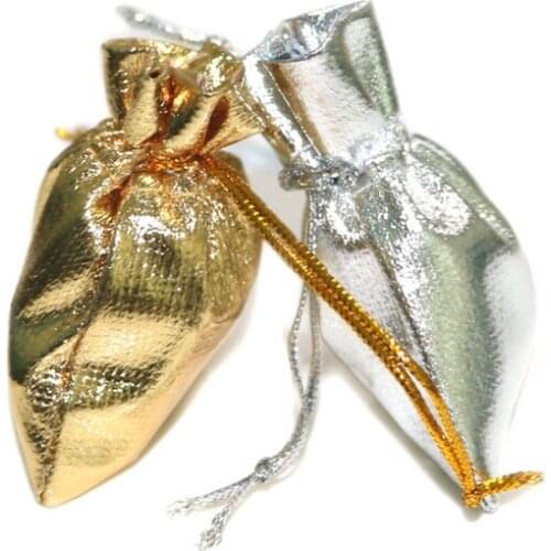 50pcs Jewelry Packing Silver Gold Foil Cloth Drawstring Velvet Bag 5x7cm 7x9cm 10x12cm Wedding Gift Bags & Pouches