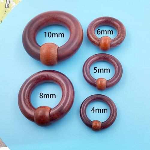 JHJT MUSI 2PCS Cartilage Earrings Round Sandalwood Cartilage Hoop 4MM 5MM 6MM 8MM 10MM Thickness BCR Ear Piercing Body Jewelry