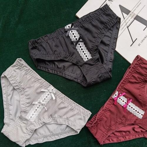 2021 Womens Cotton Underwear Sexy Lace Panties Fashion Hollow Out Briefs Seamless Girl Bow Underpants Female Sexy Lingerie