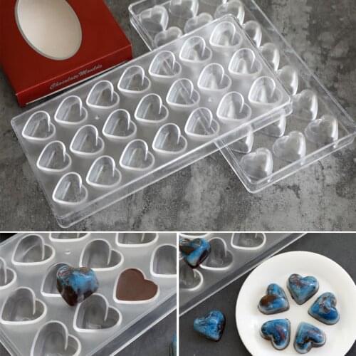 21 Grid 3D Heart-shaped Polycarbonate Chocolate Mold DIY Candy Making Mold Baking Chocolate Tray Cake Decoration Mold
