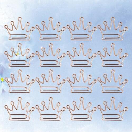 24Pcs Lovely Crown Shaped Clips Paper Clips Creative Bookmarks Paper Needles Party Gift Office Hand Account Essentials(Rose Gold