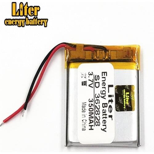 362828 size lithium Tablet polymer battery with wire and housing 350mah