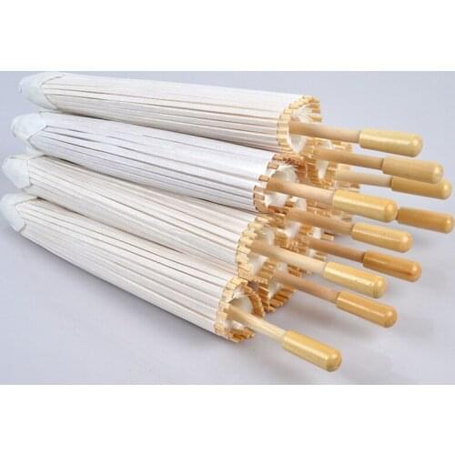 50pcs/lot Chinese Craft Paper Umbrella for Wedding Photograph Accessory Party Decor White Paper Long-handle Parasol