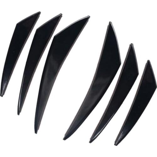 6pcs/set Black Carbon Fiber Front Bumper Lip Diffuser Splitter Fins Body Spoiler Anti-collision Bumper Fins Accessories