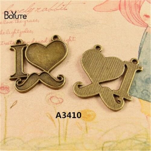 BoYuTe (40 Pieces/Lot) 25*25MM Antique Bronze Plated Zinc Alloy I Love You Connector Charms Pendants Jewelry Making Accessories