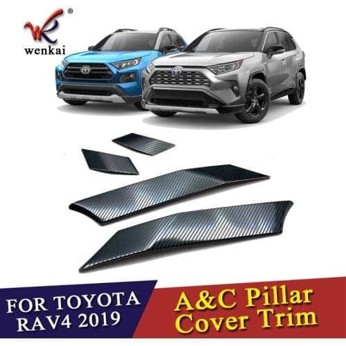 For Toyota Rav4 Hybrid (XA50) 2019 2020 Stainless steel Carbon Fiber Style Bracket A And C Pillar Window Cover Trim Accessories
