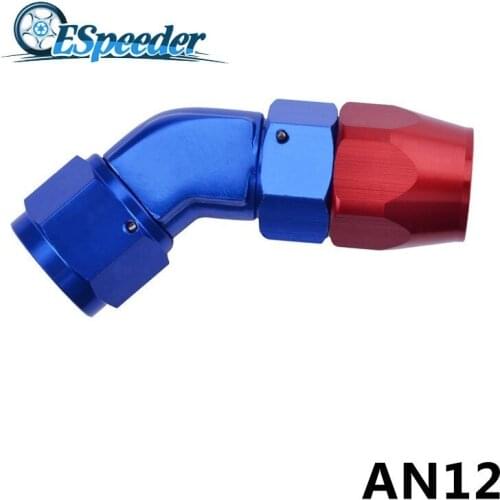 ESPEEDER Universal AN12 Enforced Fittings Anoized Aluminum Alloy Oil Cooler Fittings 0 45 90 Degree Adapter Hose End Car Parts