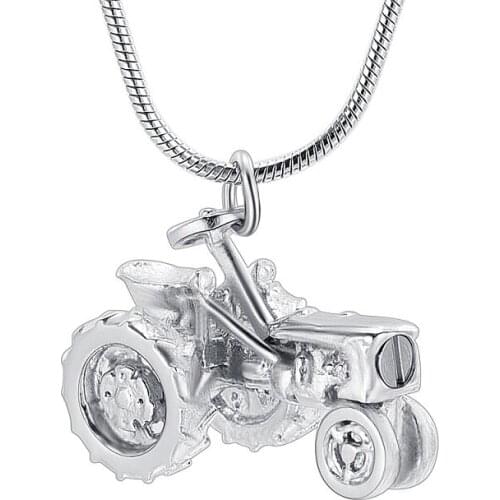 IJD10536 Stainless Steel Cremation Memorial Necklace Tractor for Ashes Urn Keepsake Pendant for Jewelry