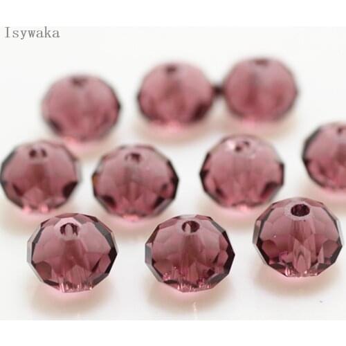 Isywaka Purple Red Color 6*8mm 72pcs Rondelle Austria faceted Crystal Glass Bead Loose Spacer Round Bead for Jewelry Making