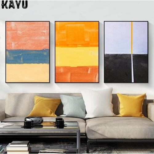 Classic Block Color Abstract Pictures Brush Strokes Wall Art Prints on Canvas Painting Poster for Living Room Home Decoration