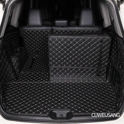 CUWEUSANG Car Trunk Mat Cargo Liner for Toyota Highlander 7 seats 2014 -2019 waterproof durable boot carpets cargo