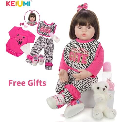 KEIUMI 24 inch Reborn Baby Dolls Girl Silicone Lifelike Princess Boneca Reborn 60 cm for kids Birthday Christmas Gifts