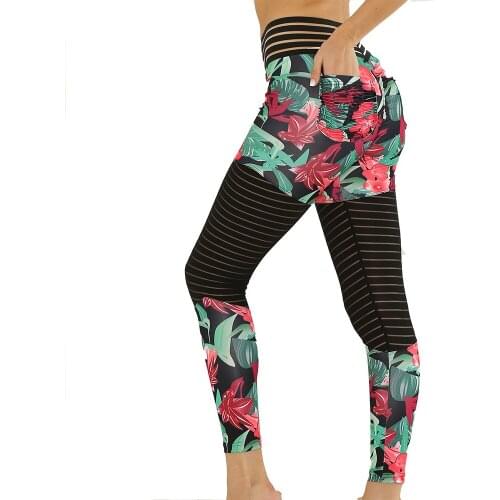 High Waist Floral Printed Yoga Leggings Women Splicing Sport Yoga Pants For Women Fitness Workout Leggings Sweat Scrunch Tights
