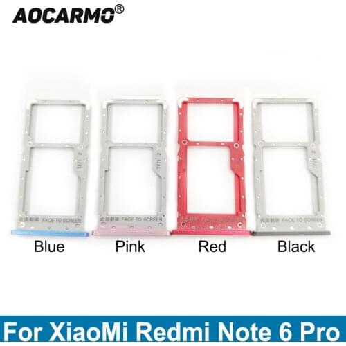 Aocarmo Metal Plastic Nano Sim Card Tray MicroSD Slot Holder Replacement Part For XiaoMi Redmi Note 6 Pro 6Pro m1806e7