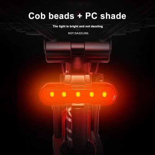 MTB Road Flashlight Bicycle USB Charging Tail Light Waterproof Bike Warning Light Anti-vibration Intelligent Control Lantern