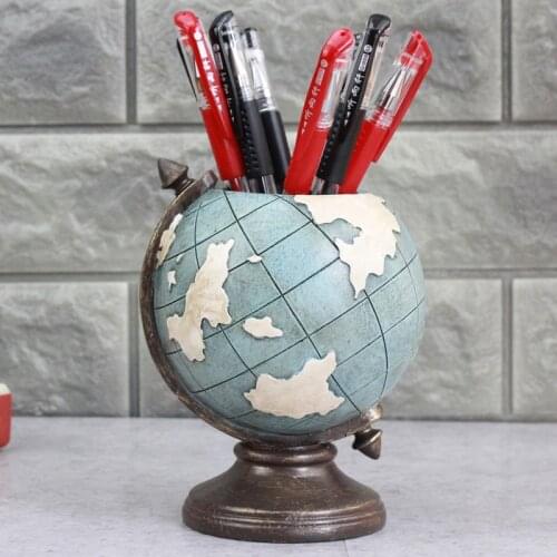 European style vintage arts Globe shaped desktop pen holder Desk Organizer stationery holder