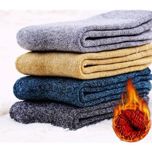 5 Pair/Lot Mens Thick Cotton Socks Autumn Winter Warm Towel Terry Socks Fame Style 10 Colors Dress Socks Men meias masculino