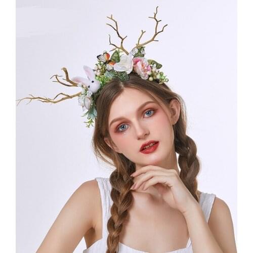 2021 New Forest Branch Headband Easter Bunny Butterfly Christmas Headband Stage Photo Spirit Decoration