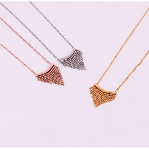 New Stainless Steel Geometric Necklace Hot Summer Tassel Bead Pendant Necklace Women Female Lady Party Gift factory price