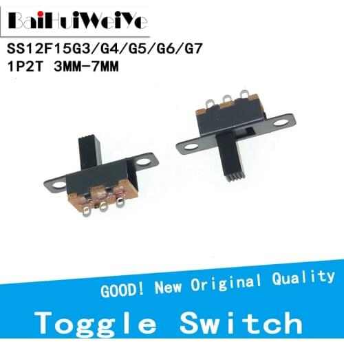 20PCS/LOT SS12F15 SS12F15VG3 G4 G5 G6 G7 Toggle Switch 3PIN 1P2T Slide Switch Handle high 3mm to 7mm SS12F15VG4 SS12F15VG5