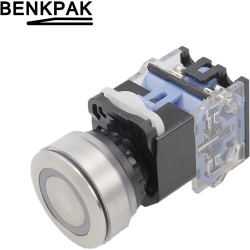 Flat Push Button Switch Automatic lock latching / Momentary self-reset1NO1NC 22mm 30mm LA38