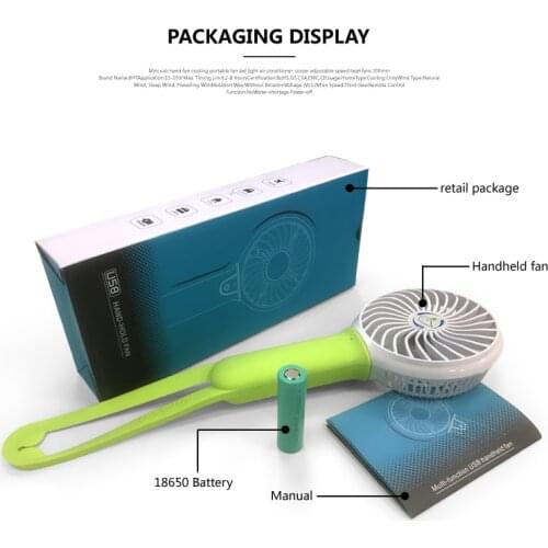 Handheld Mini Fan USB Portable Air Conditioner for Outdoor Battery Rechargeable 3 Speed 12V Fan Cooling