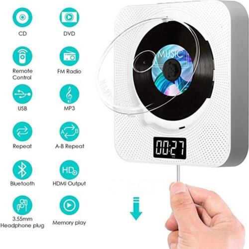 Portable Music CD DVD Player Bluetooth Desktop Wall Mount Smart dvd Player Remote Control Hi-Fi Speaker FM Radio USB MP3