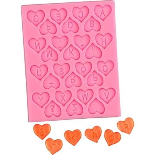Alphabet Love Heart Shape Mold Silicone Chocolate Cookie Muffin Baking Tool Sponge Mousse Dessert Cake Decorating Tools