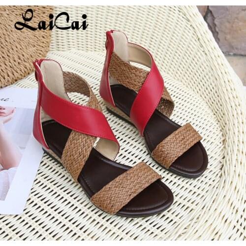 Ladies Shoes Ethnic Style Sandals Womens Bohemian Style Knitted Belt Wedge Womens Sandals Retro Roman Style Shoes