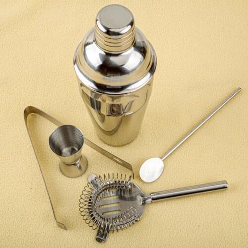 Silver Stainless Steel 550ML Cocktail Shaker Mixer Drink Bartender Tools Bar Kit