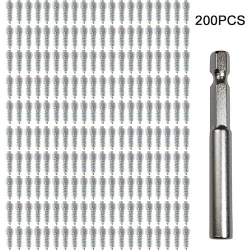 200pcs Car Tire Studs 12mm Silver Metal Stud Screw Universal Auto Anti-Slip Tire Stud Screws with Wrenches For Car SUV Truck ATV