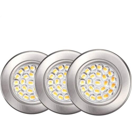 Embedded Dimmable 24 LED Under Cabinet Lighting Aluminum DC12V Ceiling light LED Puck Lights For Kitchen Counter Cupboard