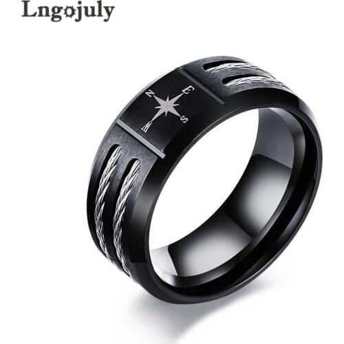 1PCS 9MM Stainless Steel Wia Compass Ring Accessories Jewelry IP Gold Plating Rings For Men Engagement Party Jewelry Gifts