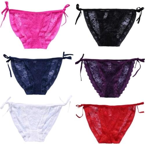 Womens Sexy Tie Side Bowknot Lace Thongs Panties Adjustable G-string Underwear Wholesale