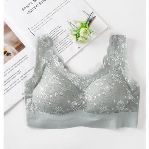 No-breasted Elasticity Bra Women Skin-friendly Adjustable Shoulder Strap Wireless Brassiere Flower Print Underwear for Sleeping