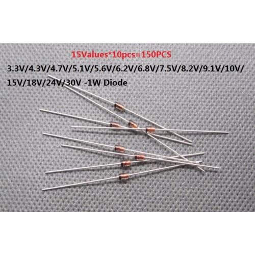 1W (140PCS=14Values*10pcs) 3.3V to 30v 1N4751A 1N4749A 1N4747A 1N4746A 1N4745A 1N4744A 1N4742A 1N4740A 1N4738A 1N4736A 1N4735A