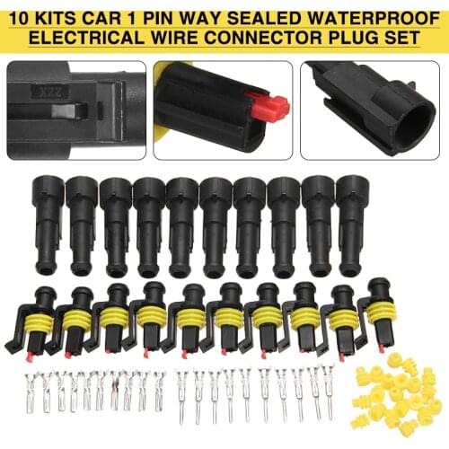 10 sets Car 1 Pin Way Sealed Waterproof Electrical Wire Connector Plug Set For Motorcyle Car Boat